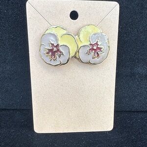 Floral Yellow and White Earrings